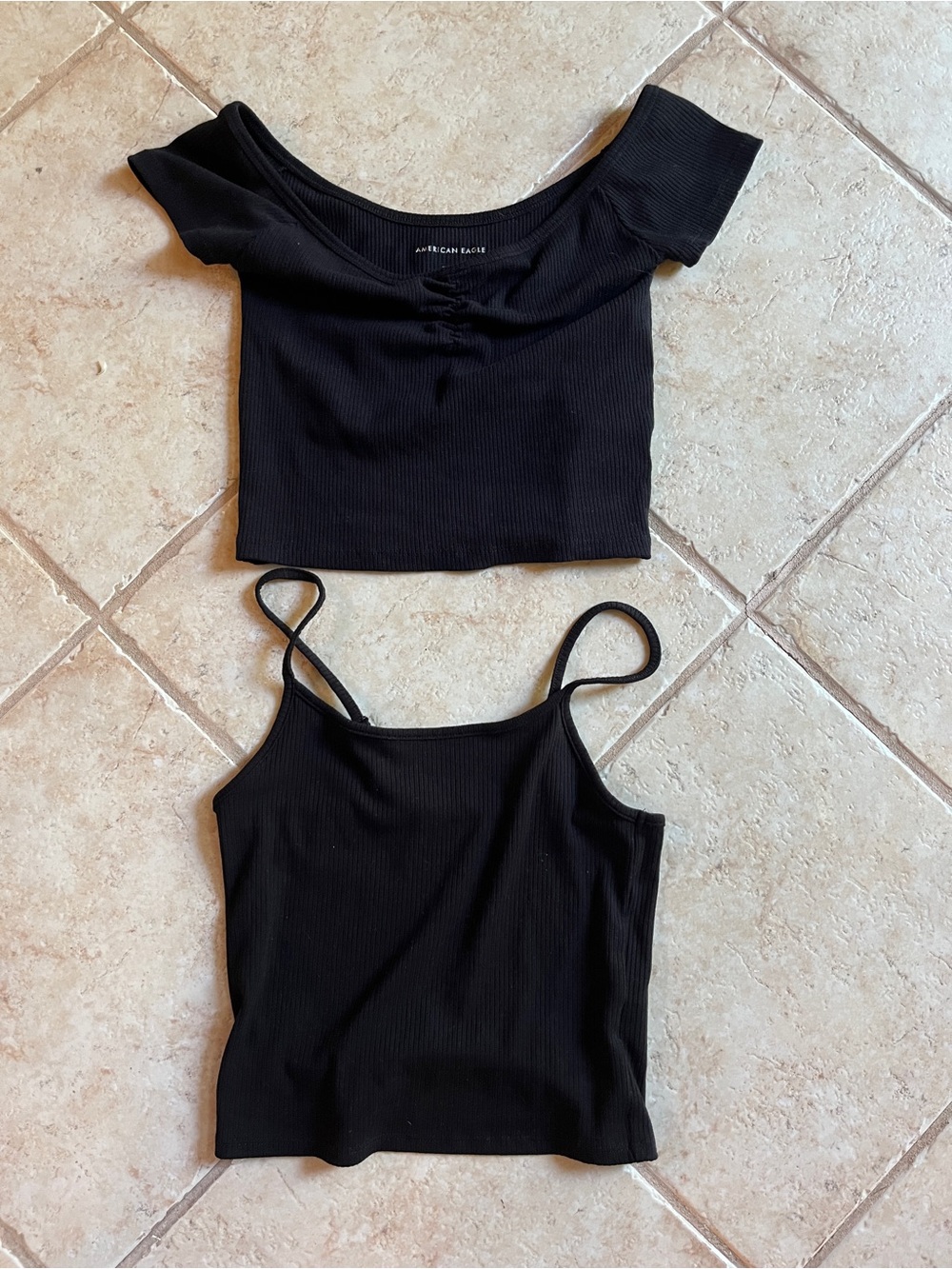 American Eagle nwot black crop top Med with matching cami XSmall